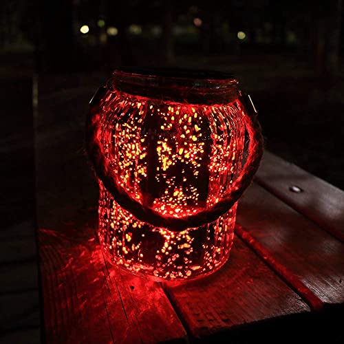 2 Pack,20 LED Solar Mercury Glass Mason Jar Hanging  Christmas Lights