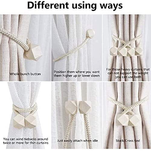 Magnetic Curtain Tiebacks- 2 pcs Beige European Style