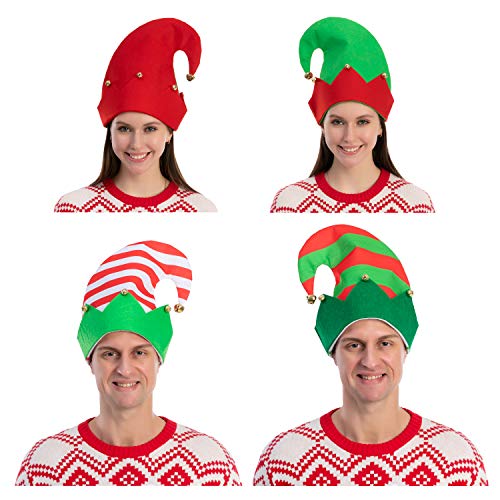 3 Packs Christmas Elf Felt Colorful Hat for Kids & Adults