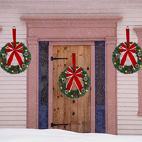 Set of 3 Lighted Christmas Wreaths