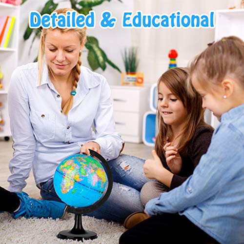 World Globe for Kids Learning, Educational Rotating World Map Globes Mini Size