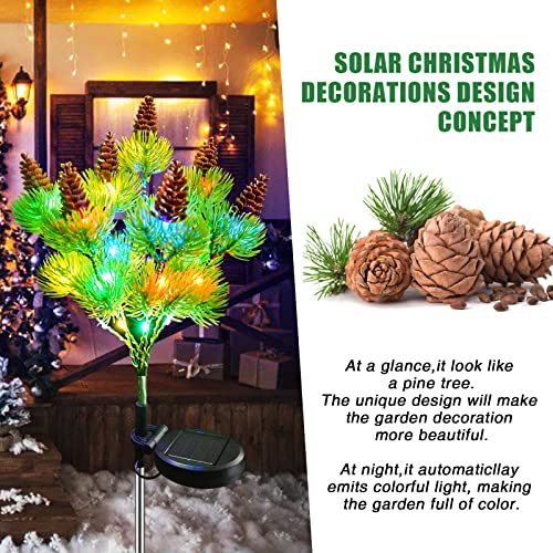 Upgraded 4 Pack Solar Powered Pine Cone Flowers Design Solar Lights Outdoor Garden Decorative