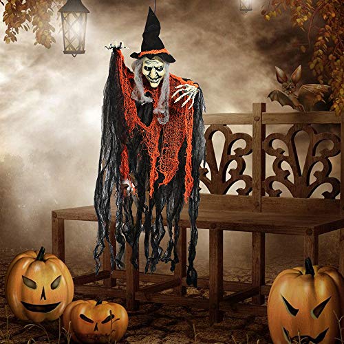 3 Pack 35.3" Hanging Witch with Bendable Arms, Halloween Indoor and Outdoor Decorations