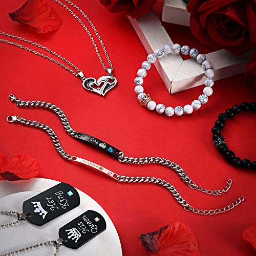 8 Pieces Couple Necklace Bracelet Matching Set for Women Men