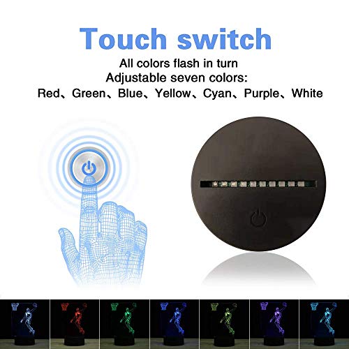 3D Illusion LED Night Light,7 Colors Gradual Changing Touch Switch USB Table Lamp