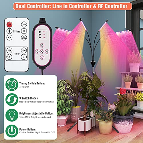 LED Grow Lights for Indoor Plants Full Spectrum Plant Light, 15-60 inches Adjustable Tripod Stand
