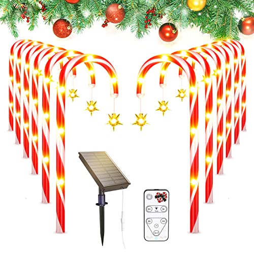 12 Pack Solar Candy Cane Lights Christmas Decoration