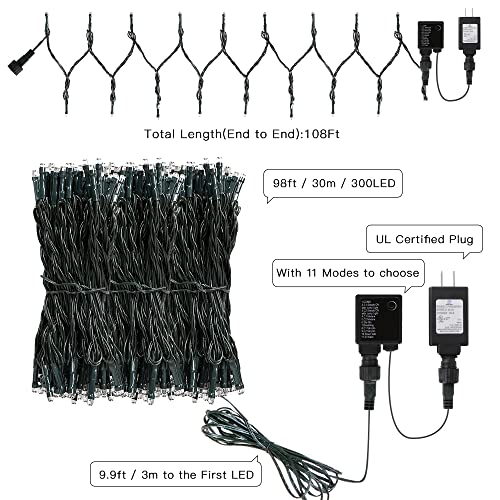 108FT 300LED Christmas String Lights w/ UL Certified