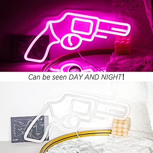 Cool  LED Neon Light Sign Pistol Pink for Wall Decoration