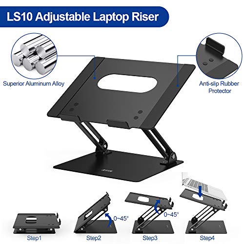 Ergonomic Aluminum Laptop Stand Compatible w/ 10-15.6" Laptops