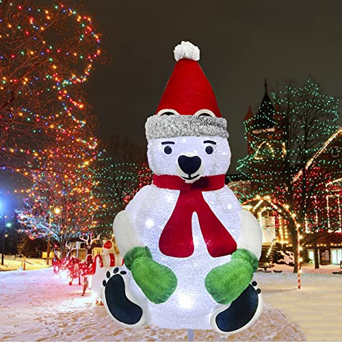 Christmas Plush Polar Bear w/ 45LEDs - Plug-in Power Supply