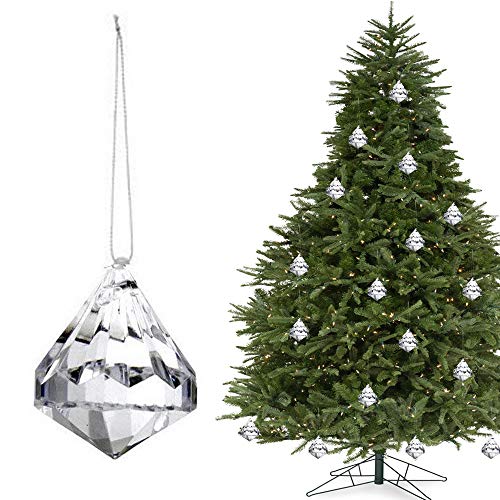 24pcs Crystal Diamonds Christmas Tree Ornament Dangle Drop Balls-Clear