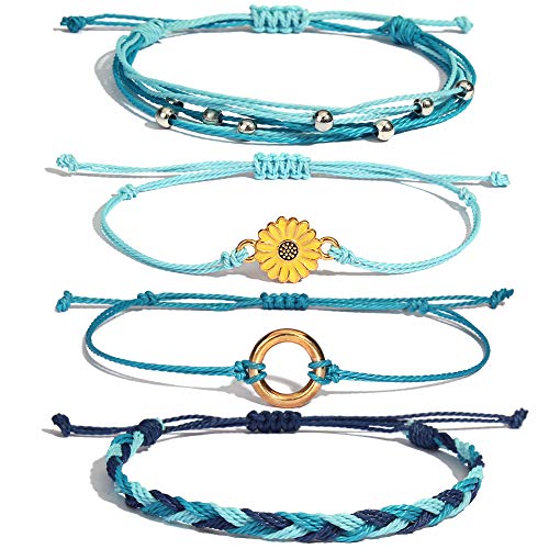 Sunflower String Bracelet Handmade Braided Rope Charms Boho Surfer Bracelet