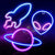 3Pcs Neon Signs, Alien Planet Rocket Led Neon Light Wall Decoration -USB  or Battery Powered