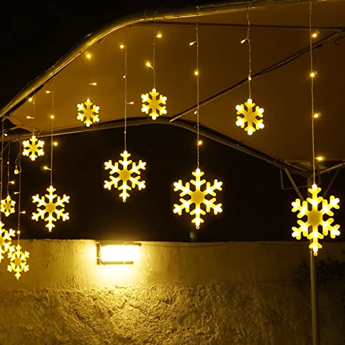 Christmas Snowflake String Lights, 49 ft 100 LED Connectable  (Warm White)