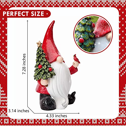 Red Santa Claus Gnome Holding Christmas Tree Garden Decoration