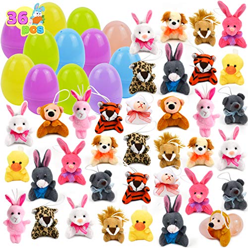 36 Pcs Pre-Filled Easter Eggs Filled w/ Plush Animal Toys