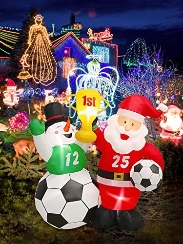 World Cup 2022 Santa Claus Snowman  Christmas Inflatable Decoration w/ LEDs