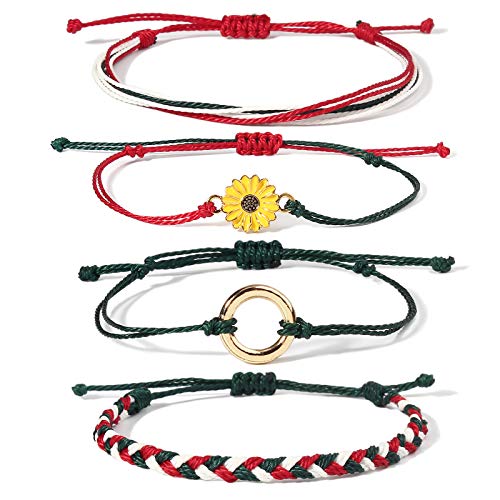 Sunflower String Bracelet Handmade Braided Rope Charms Boho Surfer Bracelet