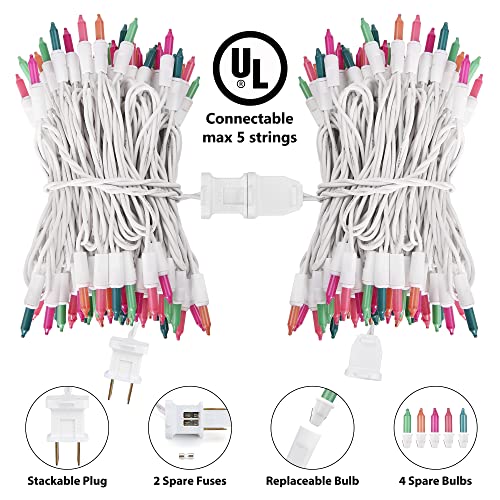 Easter Pastel Lights - 33ft 100 Count Incandescent Easter String Lights, UL Certified Connectable