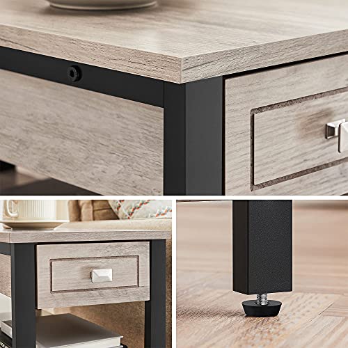 Side Table w/ Drawer & 2 Wooden Shelves