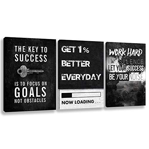 3 Piece Framed Inspirational Success Wall Canvas art Decor