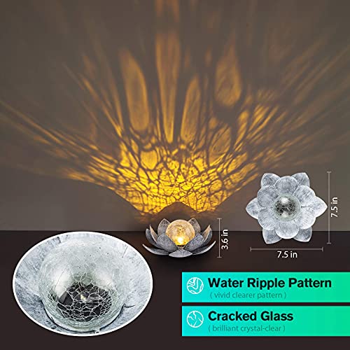 Lotus Solar Light  Garden Decor ,Waterproof LED Crackle Globe Glass Flower Light