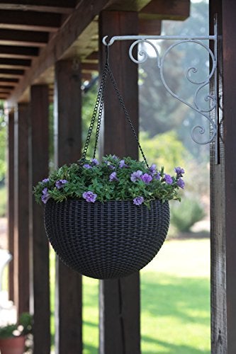 Rattan Set of 2 Round Hanging Planter Baskets for Plants