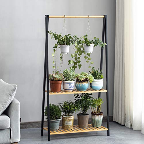 Bamboo 2-Tier Hanging Plant Stand Organizer