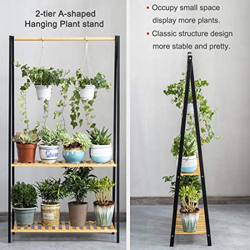 Bamboo 2-Tier Hanging Plant Stand Organizer