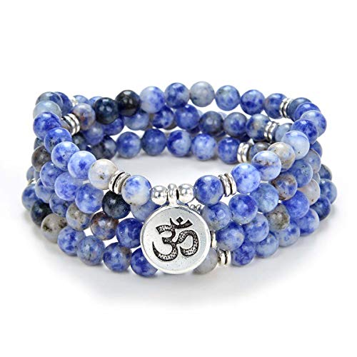 Yoga Symbol Pendant Charm 108 Mala Beads Meditation Bracelet Necklace