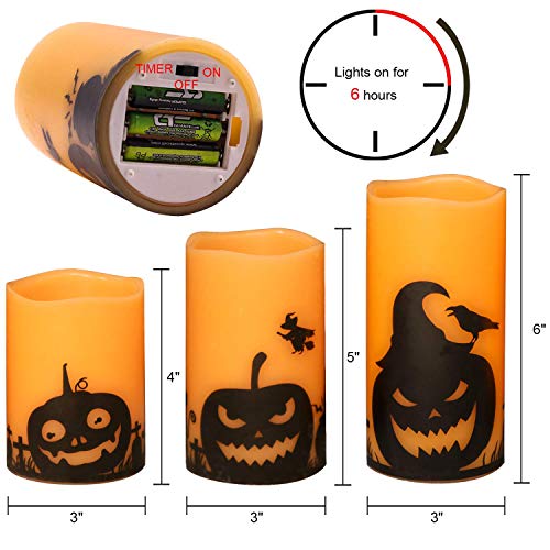 Halloween Flameless Flickering LED Candles with 6-Hour Timer