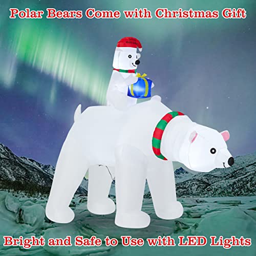 6 FT Christmas Inflatable Polar Bear & Cub with Santa Hat