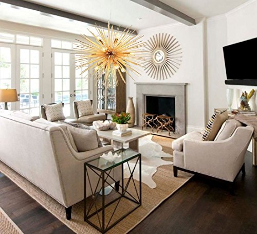 Sputnik Chandelier Mid-Century 12-Light Golden Pendant Light