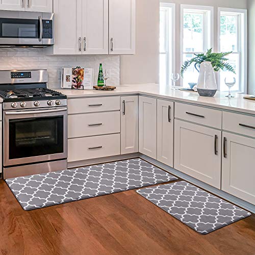 [2 PCS] Cushioned Anti-Fatigue Kitchen Rug, Waterproof Non-Slip