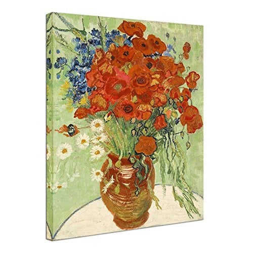 Abstract HD Red Poppies & Daisies Canvas Prints Wall Art 12x16"