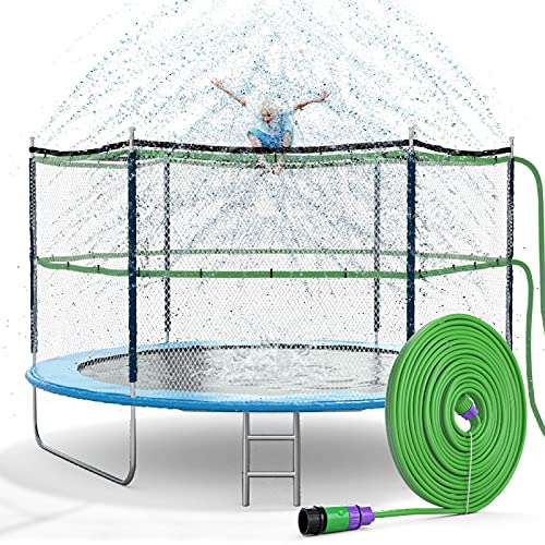 Trampoline Sprinkler- Waterpark Fun Summer(Light Green, 39FT)