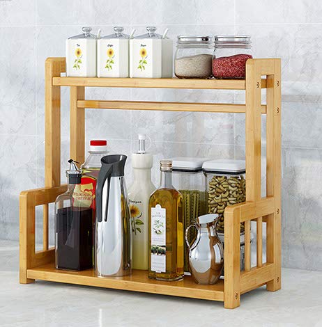 Bamboo Spice Rack Storage Shelves-2 & 3 Tier