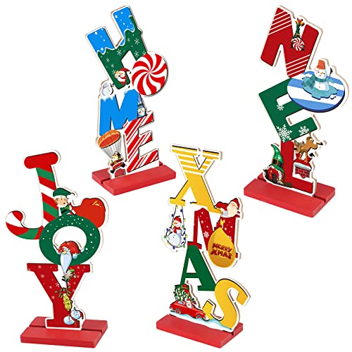 4 Pieces Wooden  Christmas Decorations