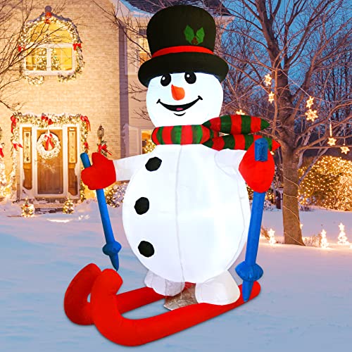 6 FT Christmas Inflatables Ski Snowman w/ LEDs