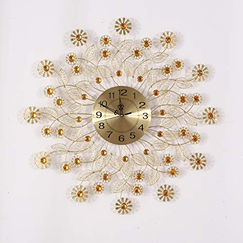 28” Luxury Crystal Bohemian Peacock Style Metal Rustic Wall Clock w/ Silent Movement
