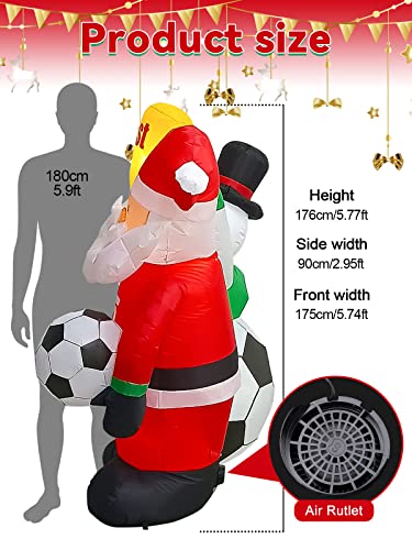 World Cup 2022 Santa Claus Snowman  Christmas Inflatable Decoration w/ LEDs