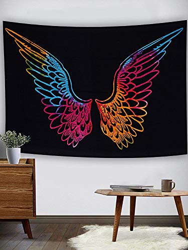 Tie Dye Mandala Angel Wings Hippie Boho Indian Tapestry Decorations  (55x85 Inches)