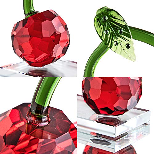 Crystal Red Cherry Figurine Collectible Decoration