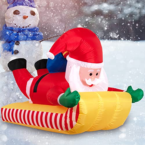 7FT Christmas Inflatable Outdoor Skiing Santa Claus for Yard Decoration