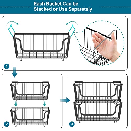 Stackable Wire Baskets for Storage/Organizer-Black