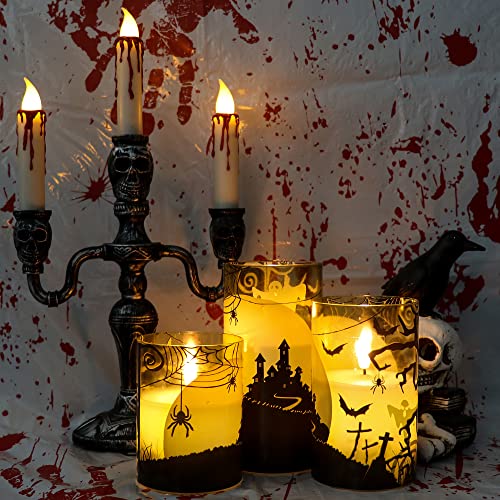 Halloween Flameless Flickering LED Candles with 6-Hour Timer