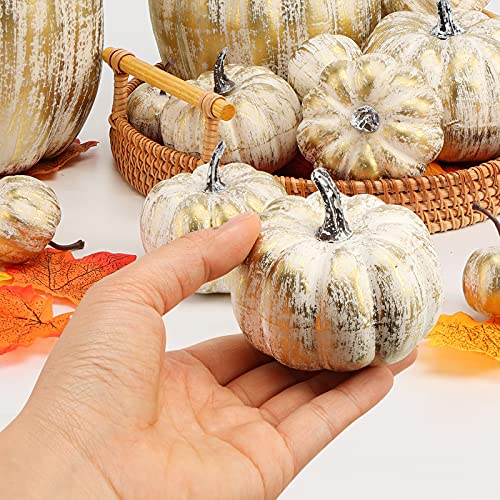 12P-16 PCS Artificial Pumpkins for Fall Halloween Thanksgiving Home Decoration