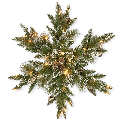 32 Inch Pre-Lit Artificial Christmas Star Wreath