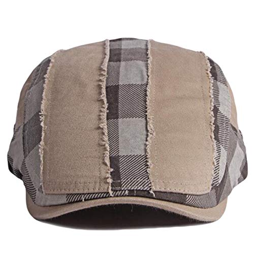 2 Pack Men's Cotton Flat Cap Ivy Gatsby Newsboy Hat (M)